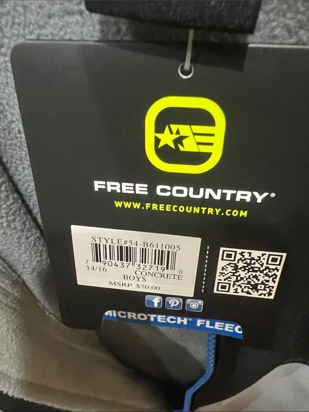 Free Country Gray & Black Fleece Zip Hoodie with Blue Trim